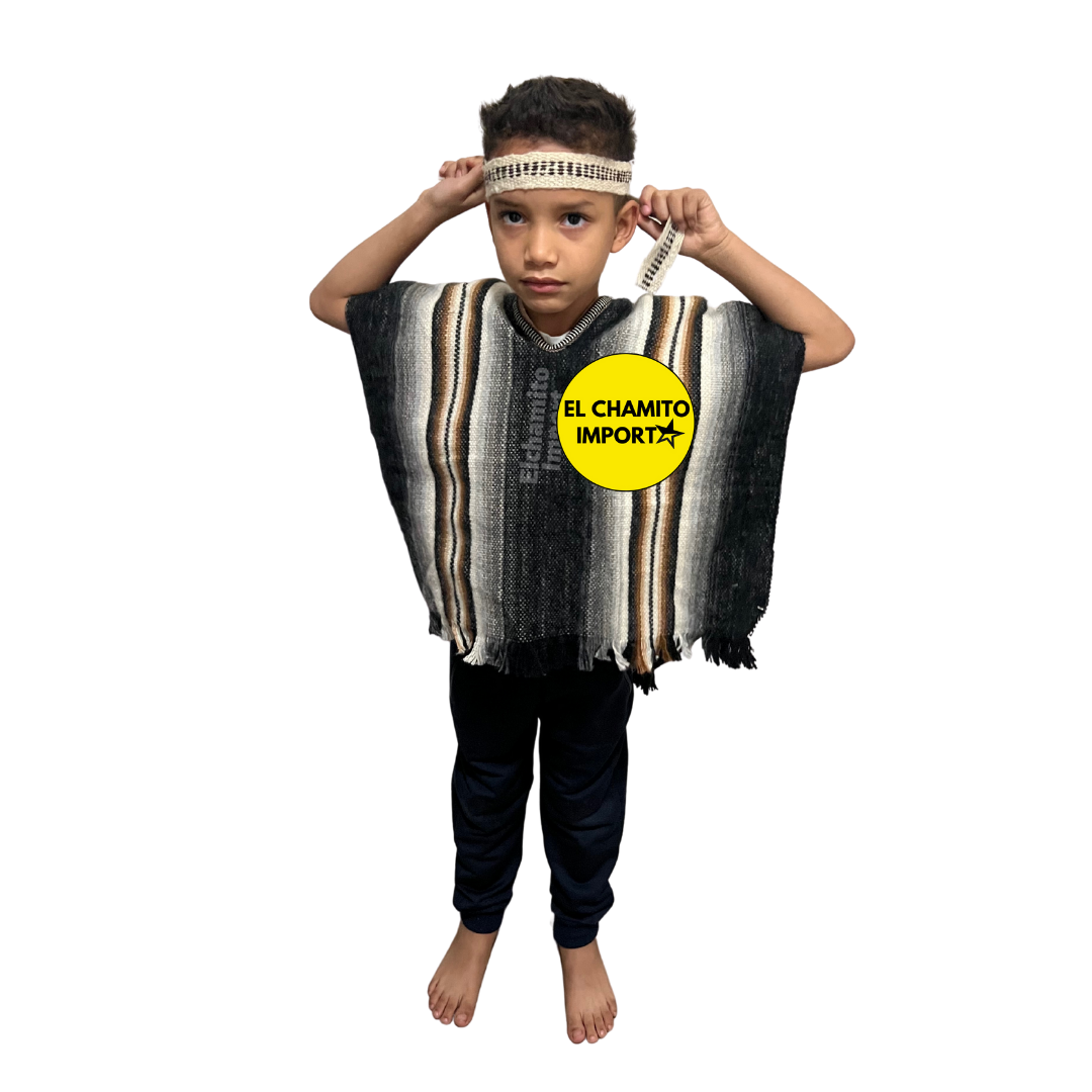 Poncho Mapuche + Trorilonco Niño De 10-14 Años