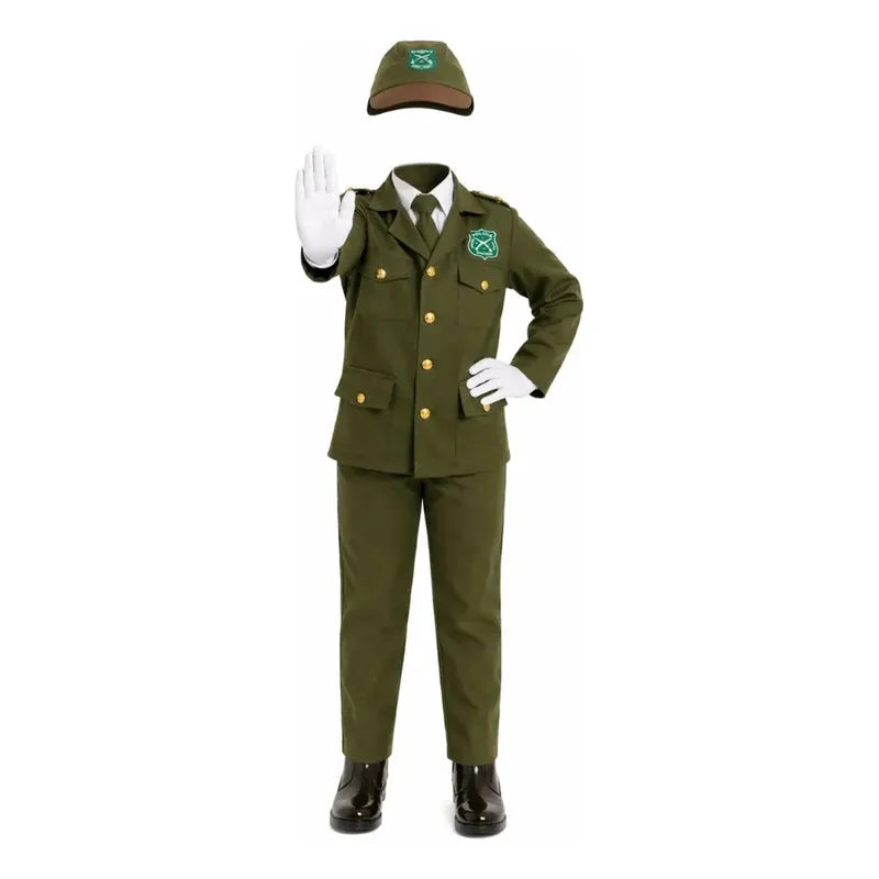 Disfraz De Carabineros De Chile Carabinera Niña Verde Musgo 5-6