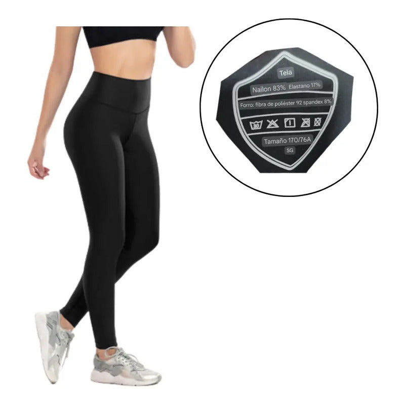 Calza Deportiva Control Abdomen/levanta Gluteos  Negro Lisa 2xl