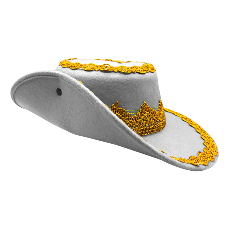 Sombrero Caporal Bailes Tipicos Juvenil Hombre Blanco Standar 57cm Lisa