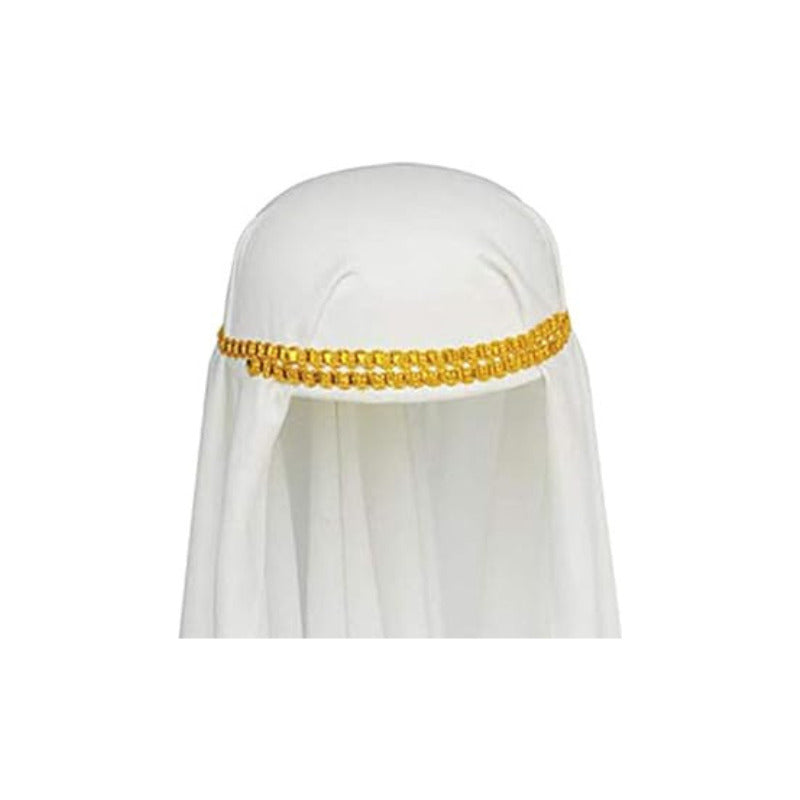 Gorro Jeque Arabe Accesorio Para Disfraz Blanco-dorado