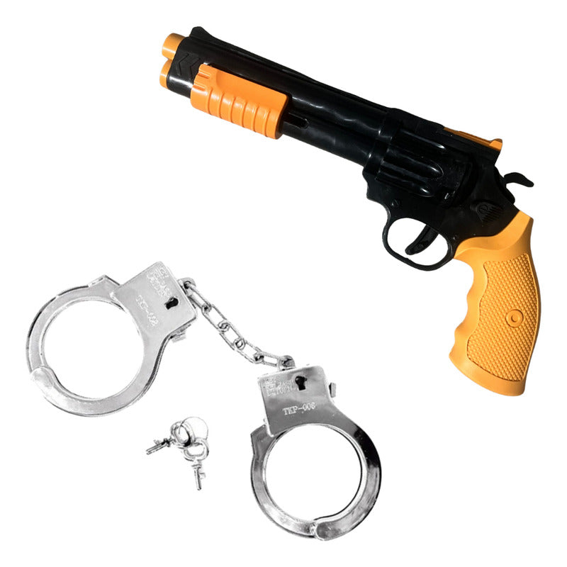 Set Disfraz Sheriff Cosplay Sombrero Pistola Esposas Bandana Negro Standar