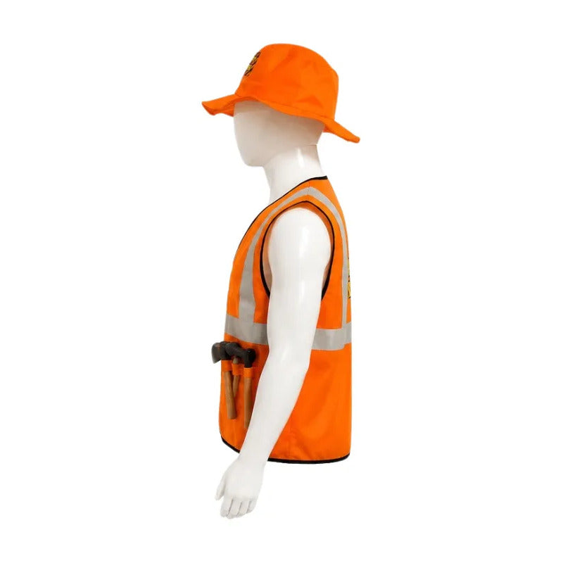 Disfraz De Maestro Constructor + Herramientas De Juguete Naranja 5-6