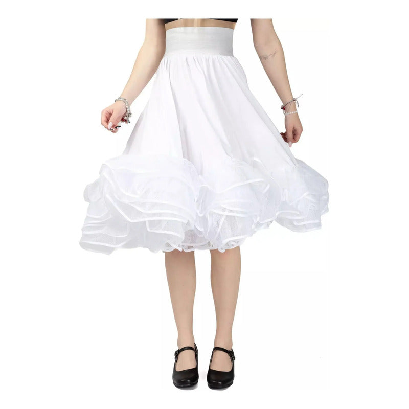 Falso Competencia Vestido Cueca Niña 3 Capas Blanco Lisa M