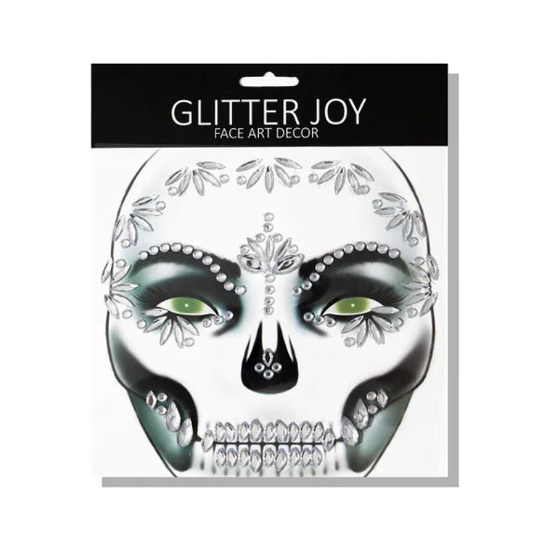 Set Cintillo Catrina+accesorios Brillantes Rostro Hallloween Negro