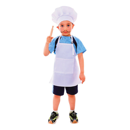 Disfraz De Chef Unisex Para Niños + Uslero Rodillo Blanco 3-4 Años