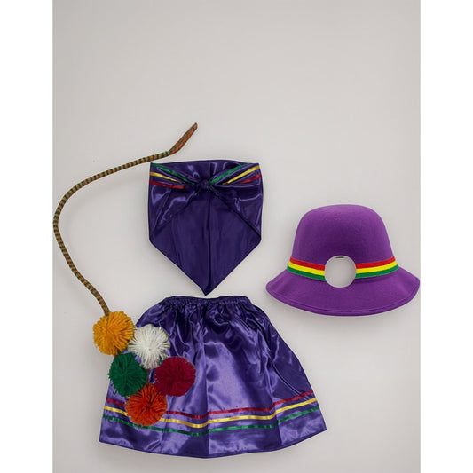 Traje Nortino Baile Nortino 3pzs + Pompon Fiestas Patrias Violeta S