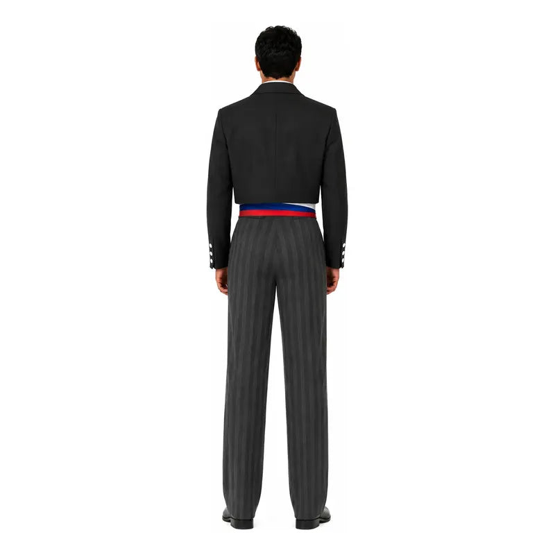 Traje Huaso Elegante Para  Adulto/ Chaqueta, Pantalón Y Faja Negro Lisa/rayas Xl