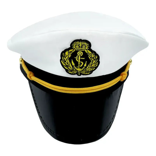 Gorro Capitán Marino Infantil Premium Cotillón Activarte Blanco Y Negro Blanco/negro