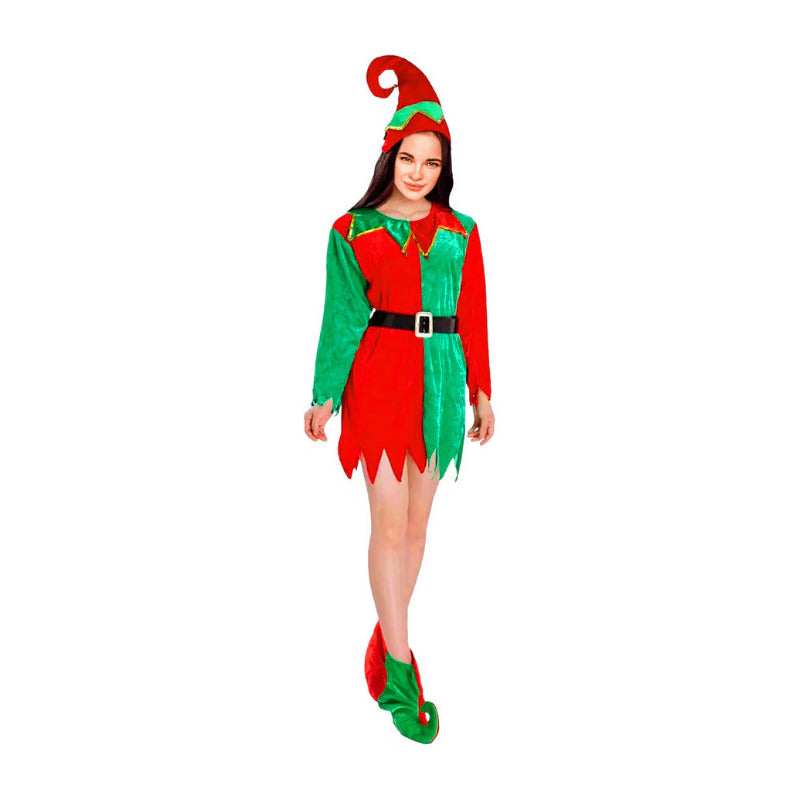 Disfraz Navideño De Elfa Para Mujer Rojo-verde Standar/ 170cm