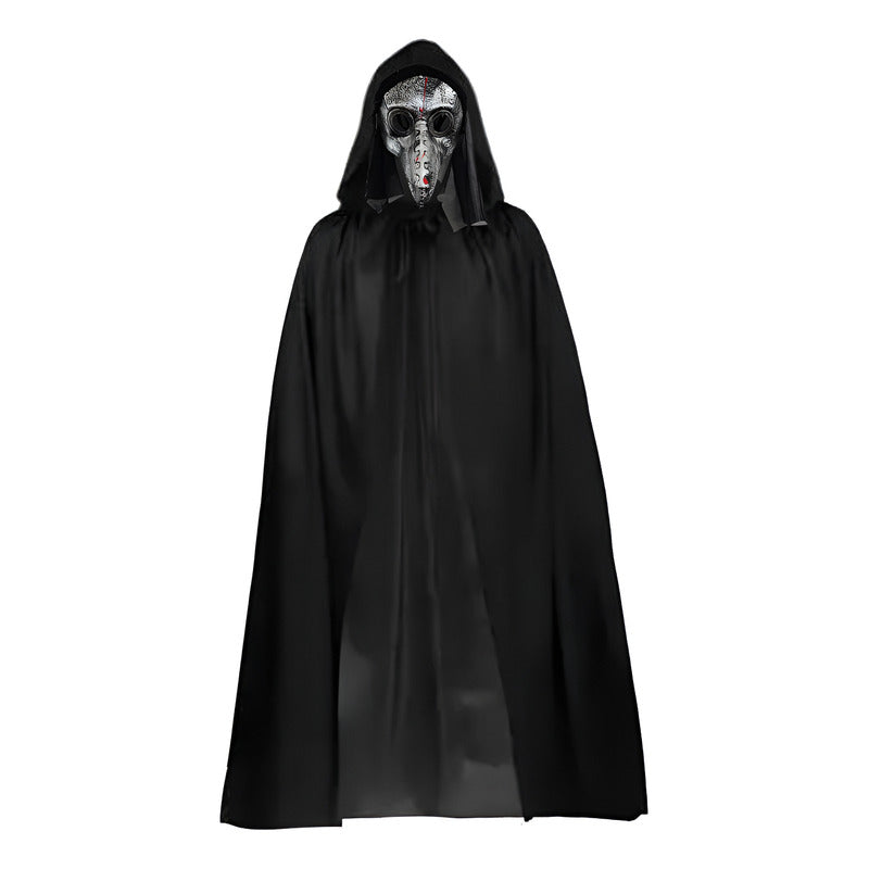 Set Disfraz Peste Negra Capa + Mascara Adulto Halloween Negro-plateado Standar