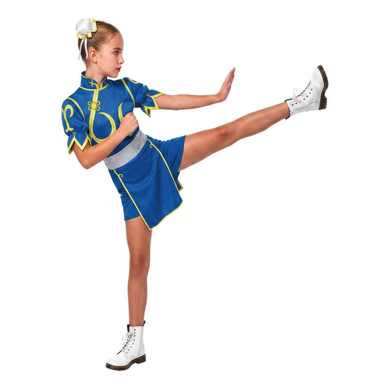 Disfraz Cosplay  Mujer Y Niña  Chun-li Anime Japones Azul/niña 13-14