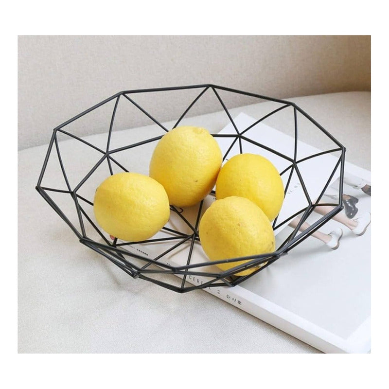 Cesta De Frutas Verduras Centro De Mesa Cocina Reja Amplia Negro