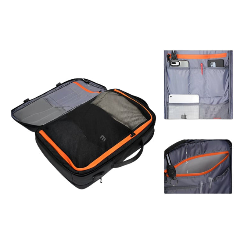 Mochila De Viaje Avión Multifuncional Gran Capacidad 35 Lts Negro Liso