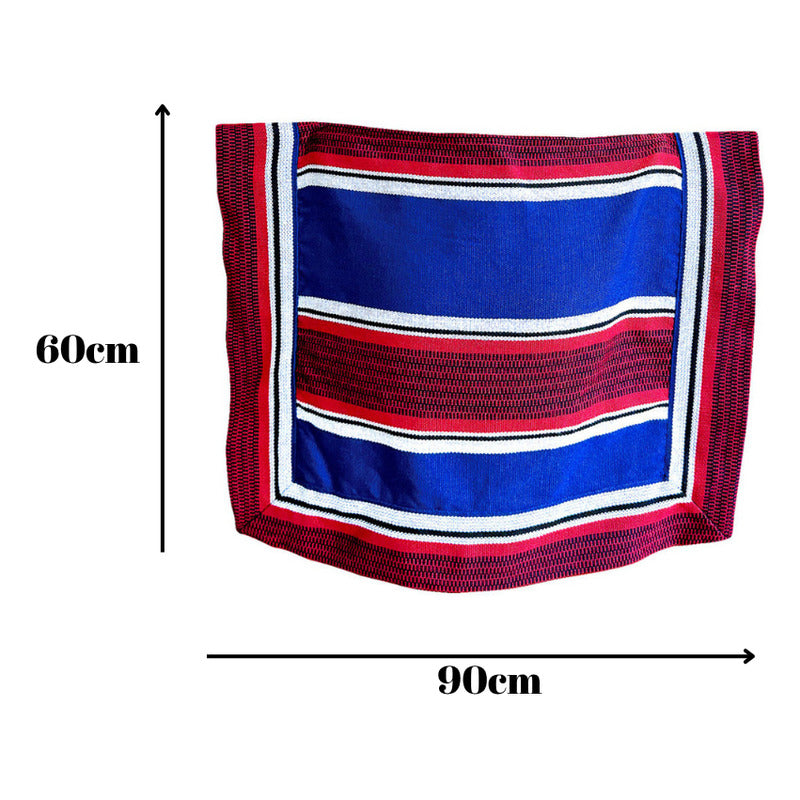 Manta Poncho Huaso Juvenil- Adulto Cueca Fiestas Patrias Azul Rayas 90x60
