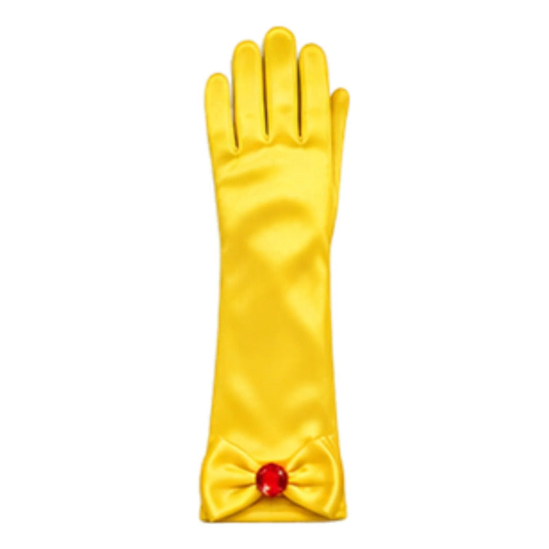 Guantes Princesa Lazo 30cm Niñas Para Cosplay Amarillo
