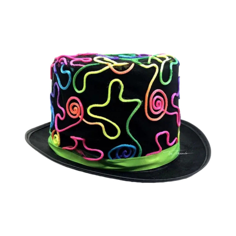 Sombrero De Copa, Gorro De Mago, Flúor Neon Nego-fluor