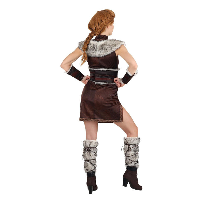 Disfraz Guerrera Vikinga Mujer Cosplay Marrón S