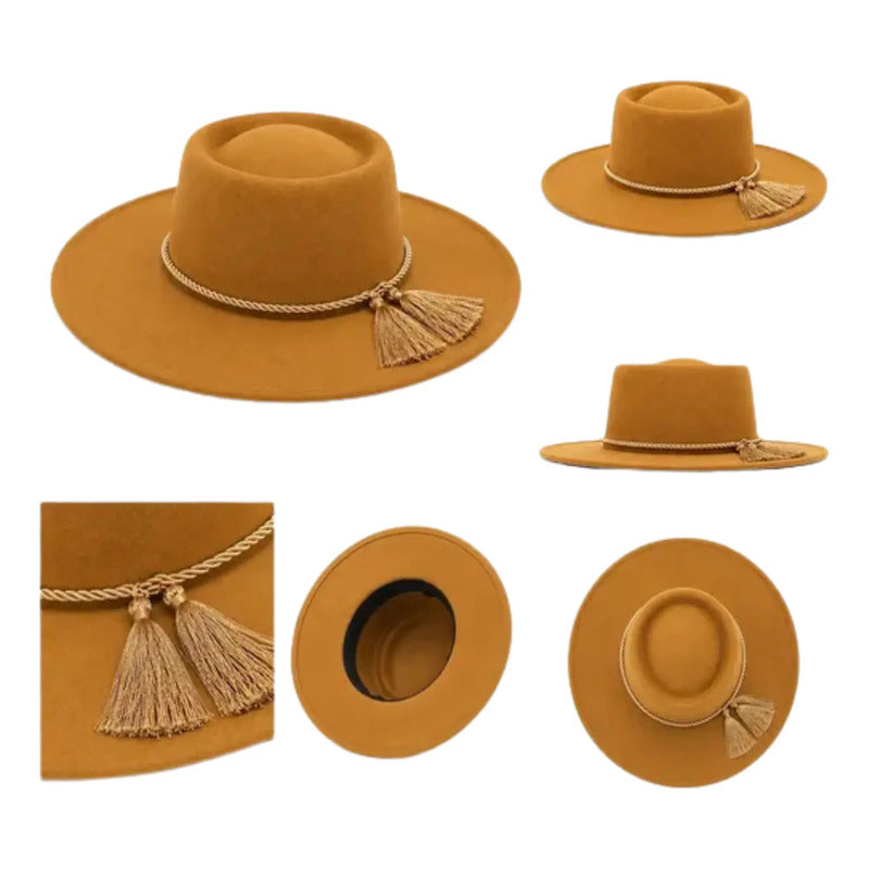 Sombrero Huaso Elegante Fiestas Patrias Adulto Café 58cm Lisa