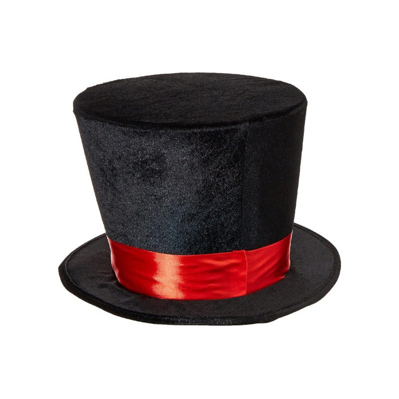 Sombrero Copa Grande Cosplay Con Cinto Rojo Adulto Negro-rojo