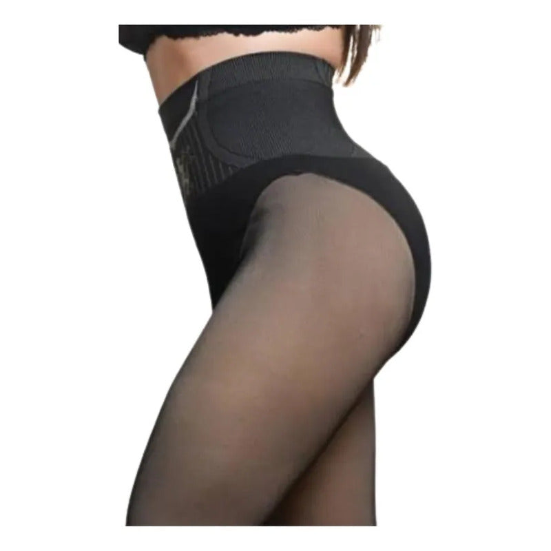 Calza Efecto Piel Polar Faja Reductora Levanta Cola Sin Pie Negra Efecto Piel S-m
