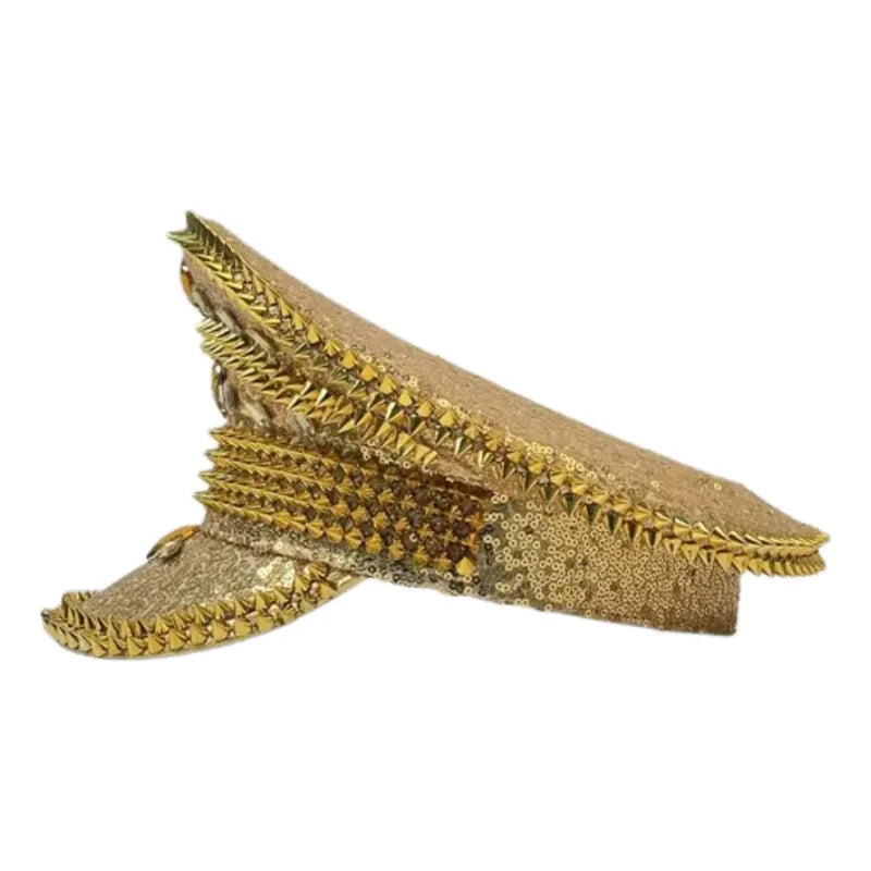 Gorro Capitana Brillos Glitter Fiestas Dorado