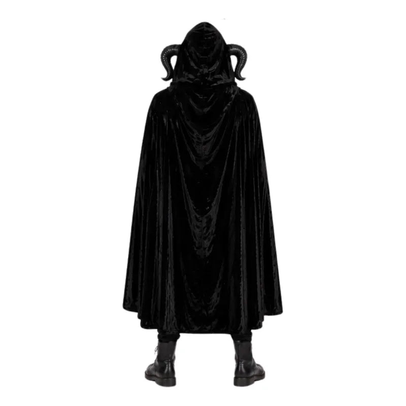 Disfraz Demon Cabra Oscuro Capa + Mascara - Halloween Negro 140cm