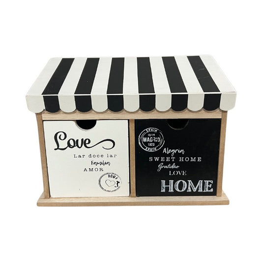 Caja De Madera Organizadora  De Te/ Cafe Diseño Tienda Blanco-negro