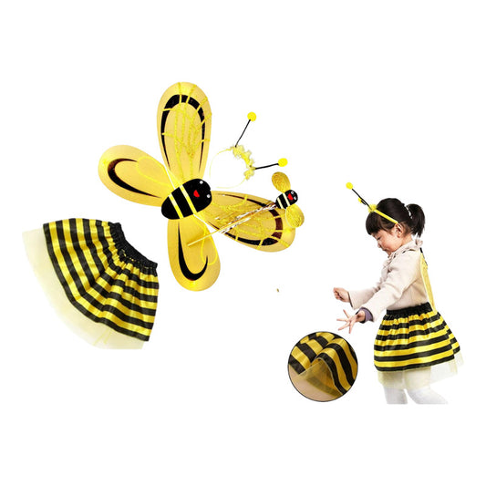 Disfraz Abejita Niñas, Cintillo, Varita, Alitas Y Tutu Amarillo 2 A 6 Años