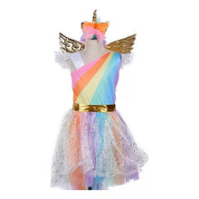 Disfraz De Unicornio Para Niña Vestido Con Alas + Diadema