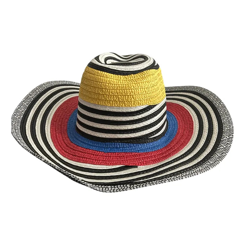 Sombrero Colombiano Vueltiao Tricolor Rayas/gruesas 60cm Rayas
