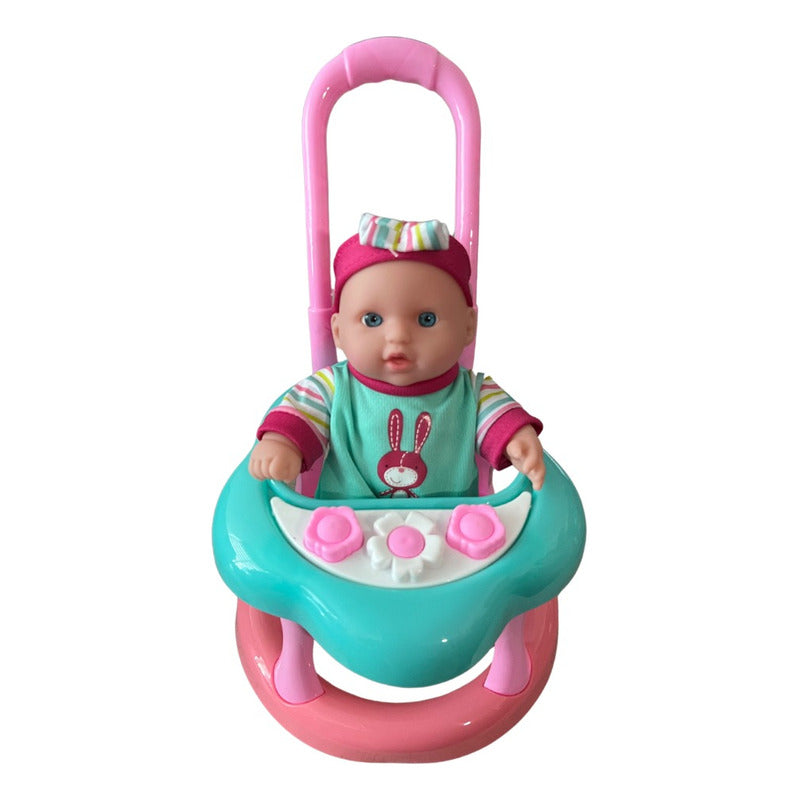 Muñeca Juguete Con Corre Pasillo Luz y sonido  Rosado Y Verde