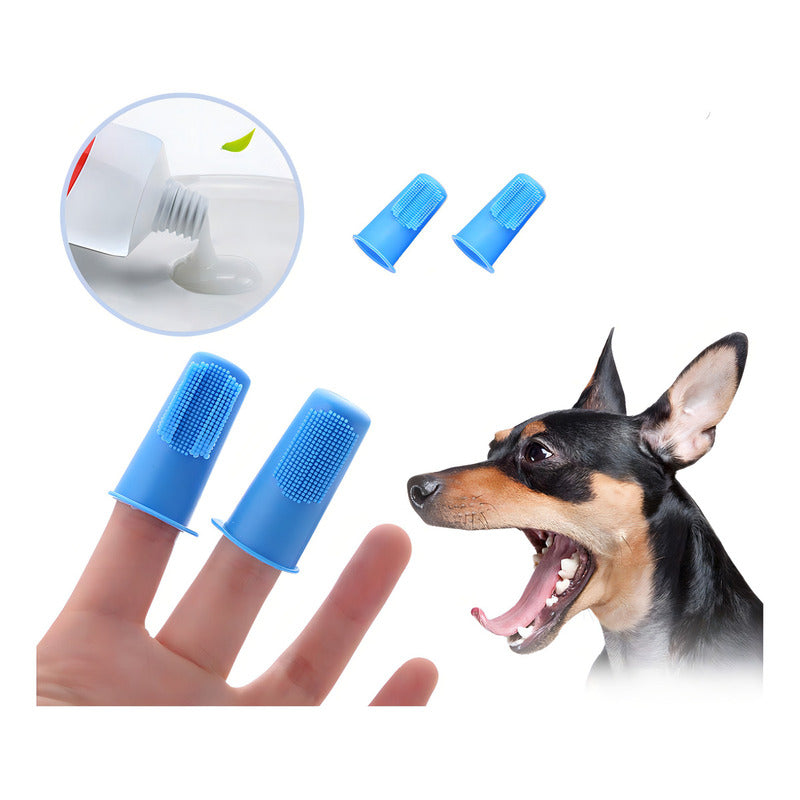 Pack X2 Cepillos Dedo Dental Care Sin Sabor Para Mascotas Perros Gatos