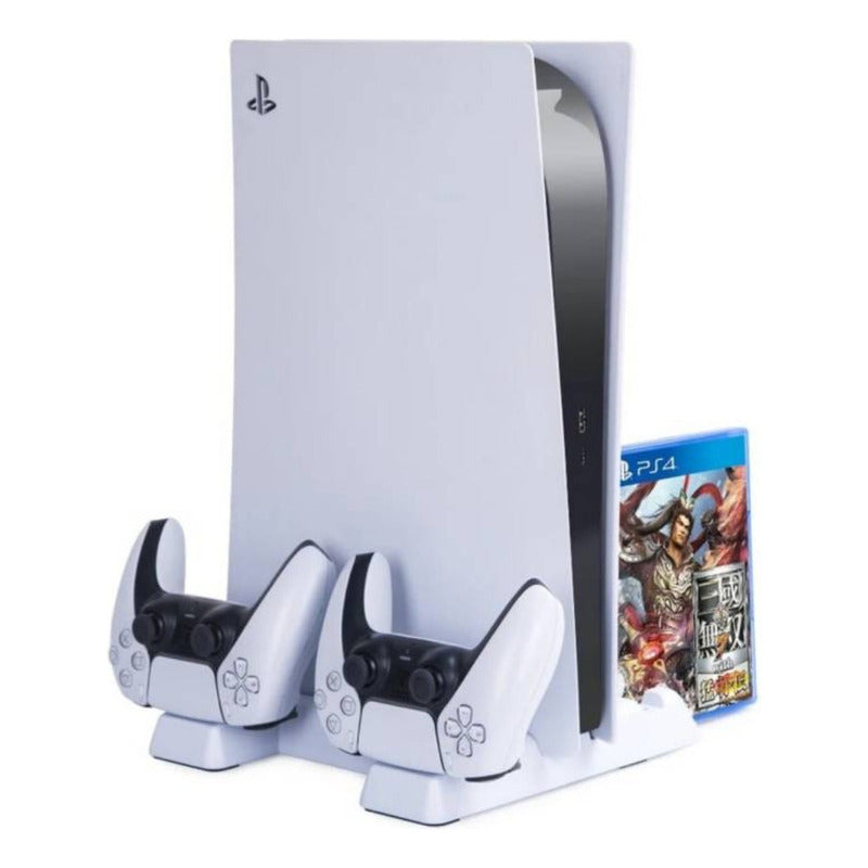 Base Soporte Vertical Stand Para Ps5 Con Estación De Carga Blanco