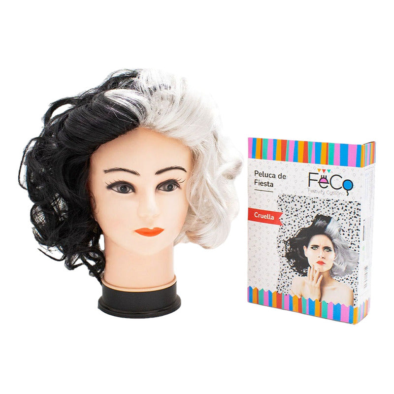 Peluca Cruella De Vil 101 Dalmatas Hallowen Mujer