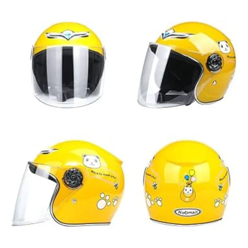 Casco De Moto Para Niños Amarillo Lisa Brillante S