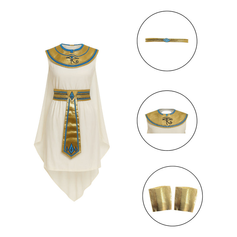 Disfraz De Mujer Faraona Egipcia Cleopatra Cosplay Blanco M