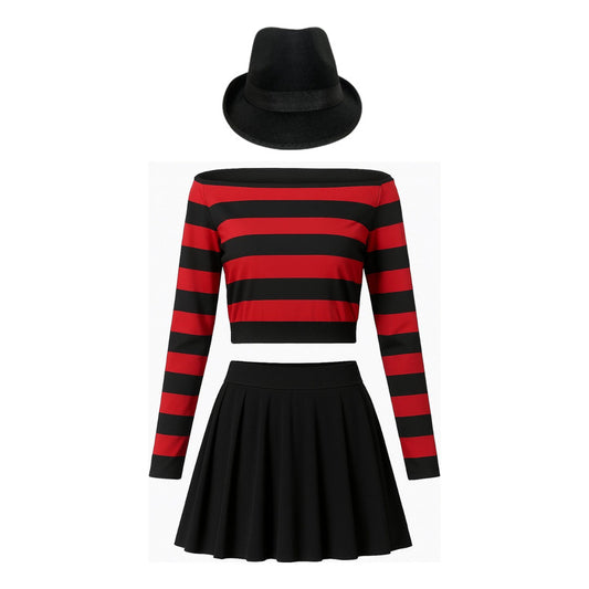 Disfraz Chica Freddy Krueger Mujer Cosplay Rojo-negro L