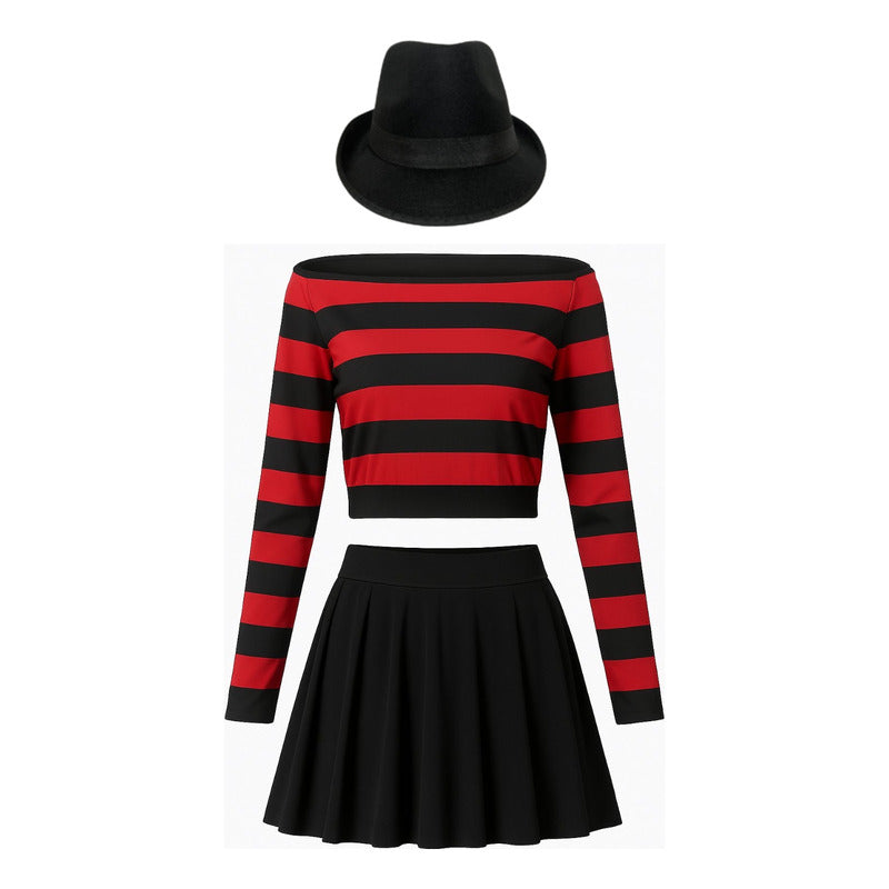 Disfraz Chica Freddy Krueger Mujer Cosplay Rojo-negro S