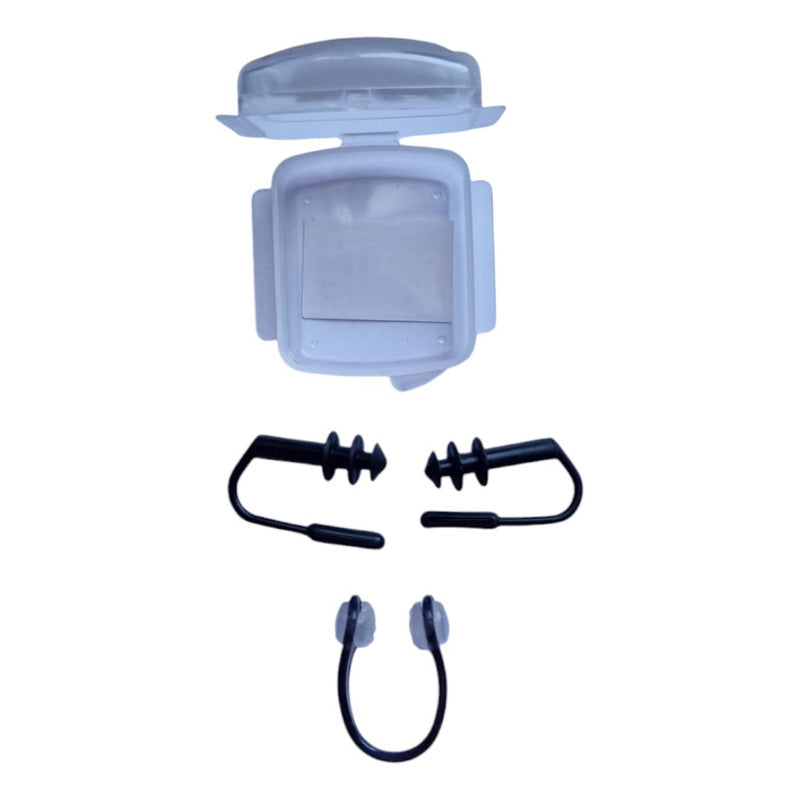 Tapon De Oido + Pinza Nasal De Silicona Suave Para Natacion Color Negro