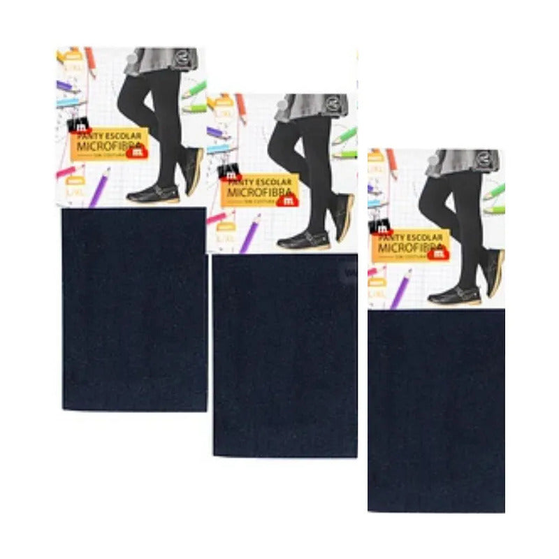 Panty Escolar Microfibra Sin Costuras (3 Unidades) Azul L-xl