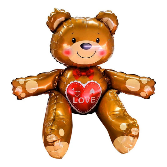 Globo Metalizado Figura Oso  73cm Decoración,amor  Café