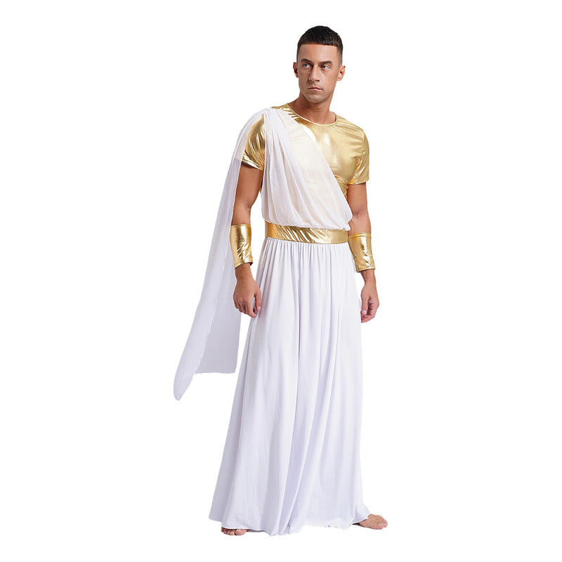 Disfraz De Dios Griego Para Hombre Cosplay Blanco-dorado S