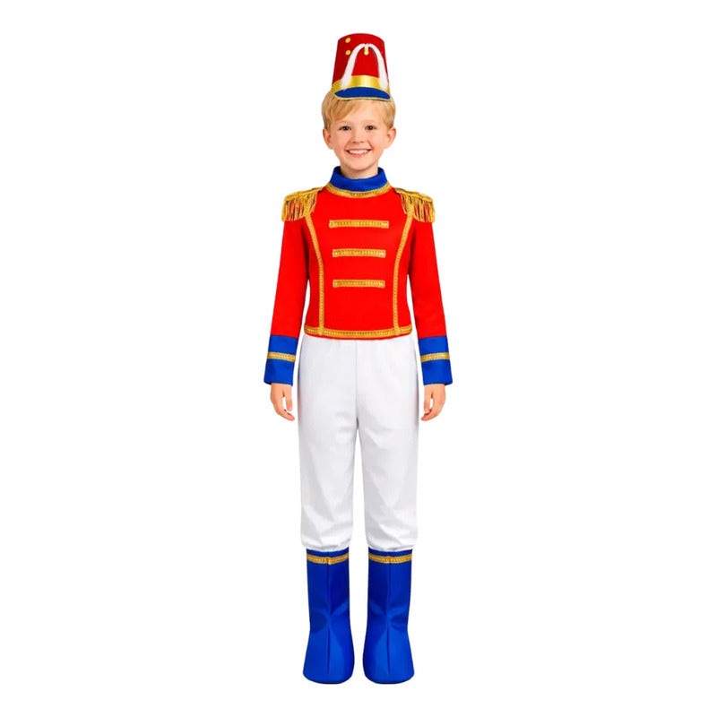 Disfraz De Soldadito Para Niños Con Gorro Y Guantes Rojo 10-12