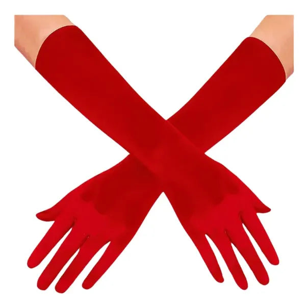 Guantes Largos Accesorio Cosplay Disfraz Halloween 34cm Rojo