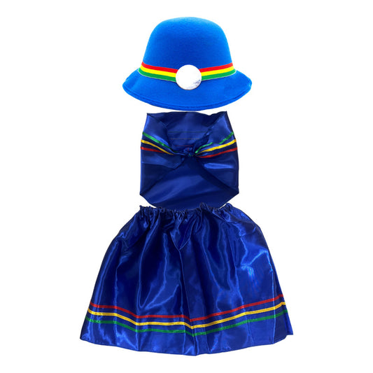 Traje Infantil Para Niña Nortino - Bailes Tipicos Azul Lisa 10-12
