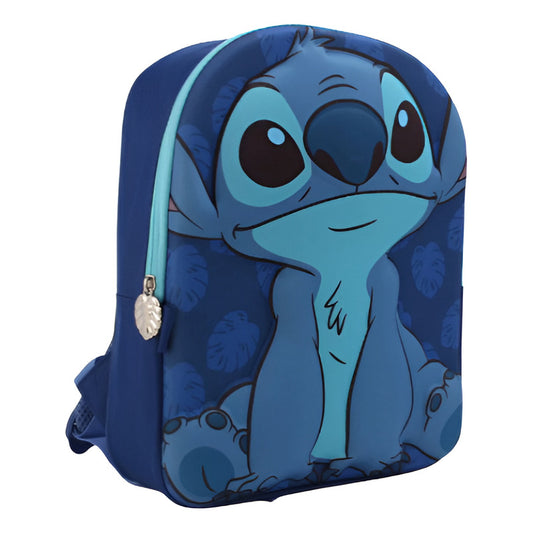 Mochila Escolar Face 3d Stitch Niños Niñas Color Azul