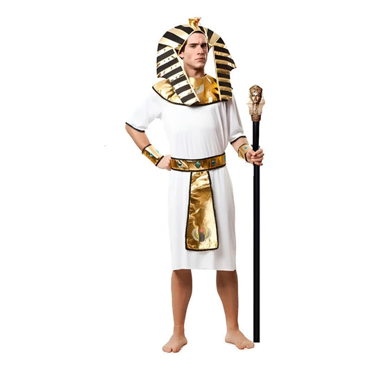 Disfraz De Faraon Egipcio Hombre Cosplay Blanco S