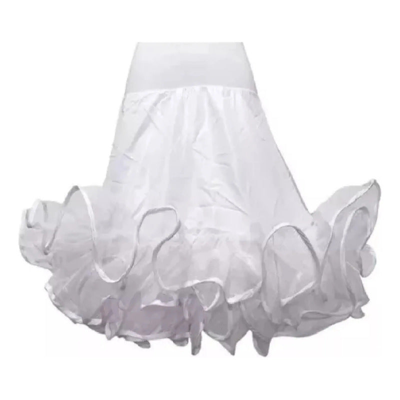 Falso Competencia Vestido Cueca Niña 3 Capas Blanco Lisa S