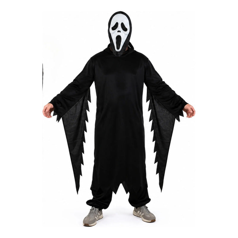 Disfraz Scream Grito Con Túnica Y Máscara Para Halloween Negro M